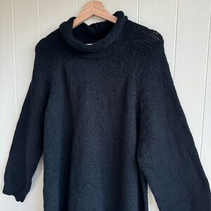 NWT Eileen Fisher Black 2X Boxy Turtleneck Sweater Organic Cotton Minimalist